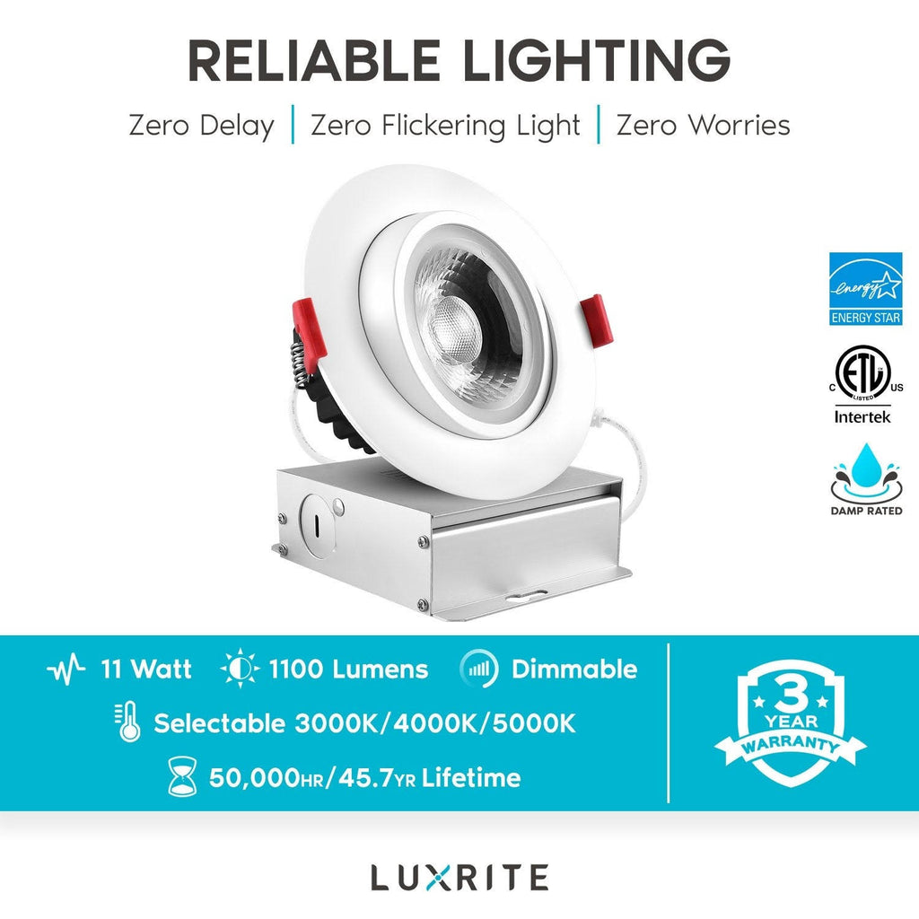 4 in. Adjustable Gimbal Integrated LED Recessed Light 6-Pack O1985