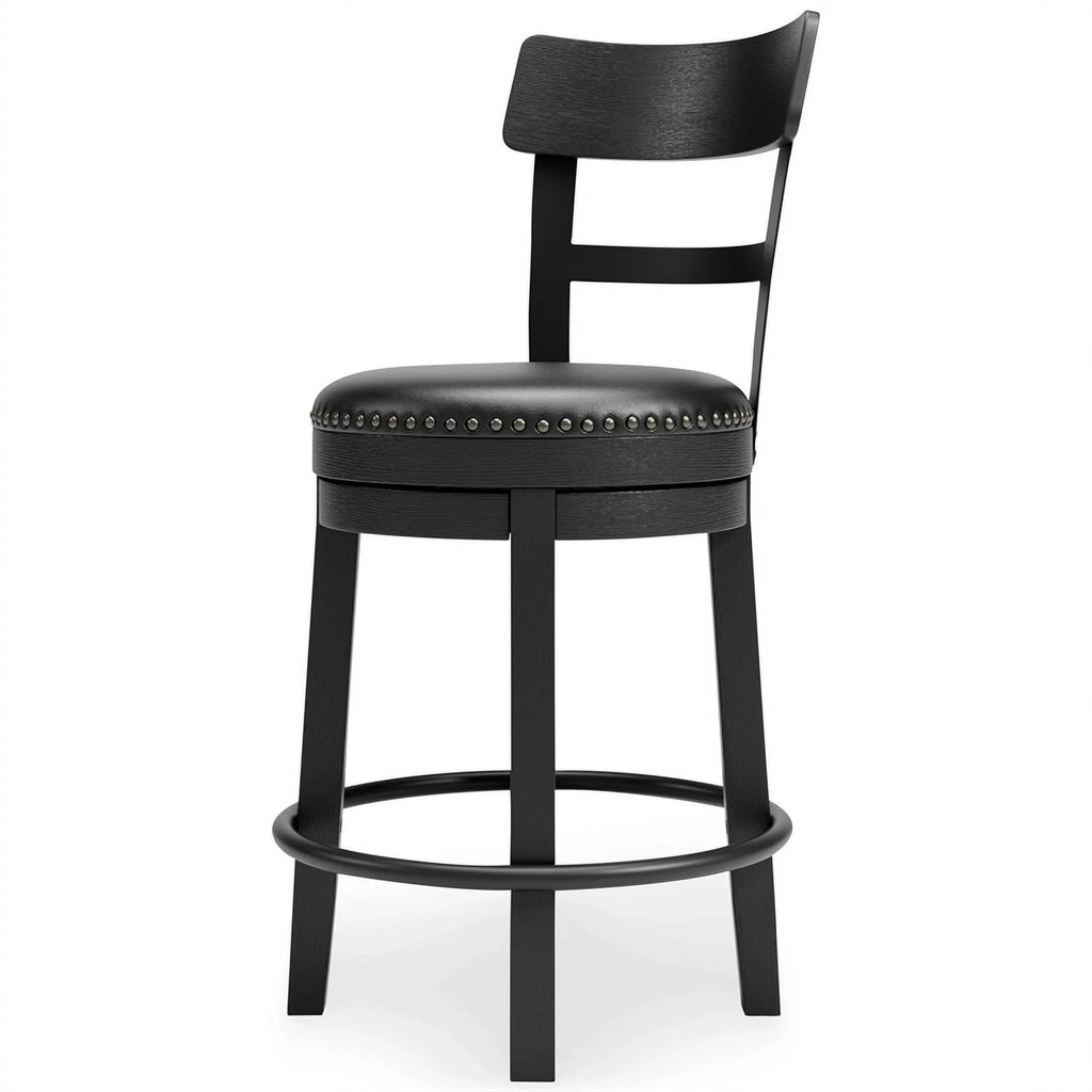 Solid Wood Counter Height Barstool in Black Set of 2 A587555