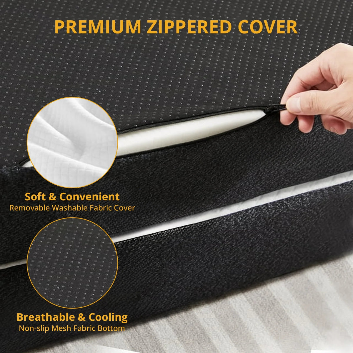 4 inches Folding Single Size Memory Foam Mattress with Cover Q252036