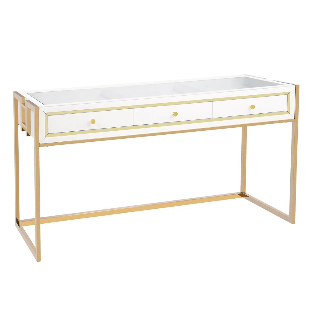 White Modern Makeup Vanity Desk with 3 Drawers K8877