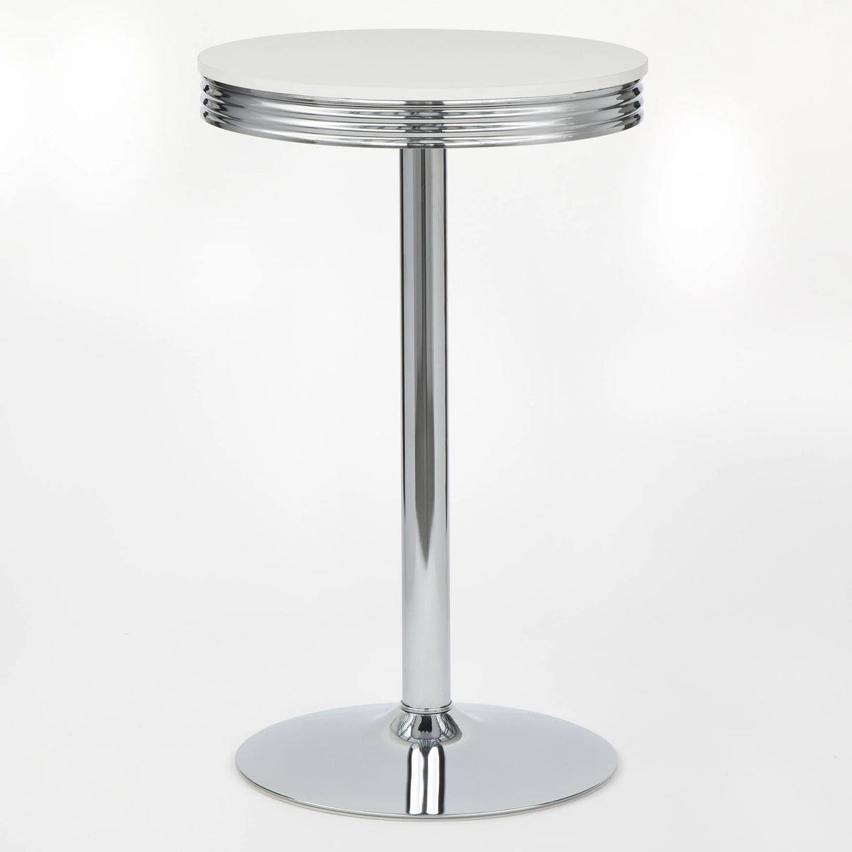 Round Bar Table 43.5" Tall White and Chrome Z88698