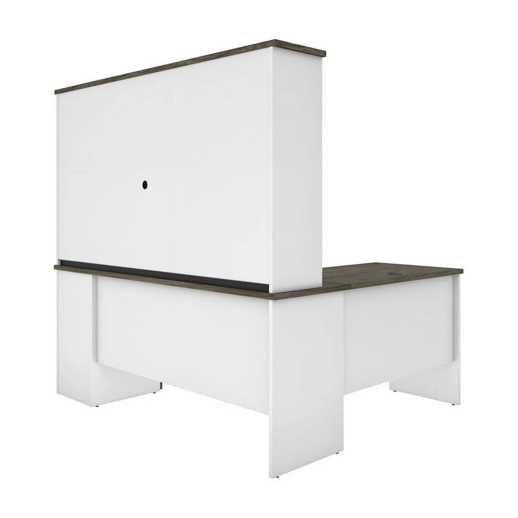 L Shaped Computer Desk with Hutch F8806