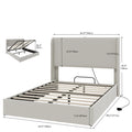 Queen Size Lift-Up Storage Bed with Charging Station and Wingback Headboard C26897