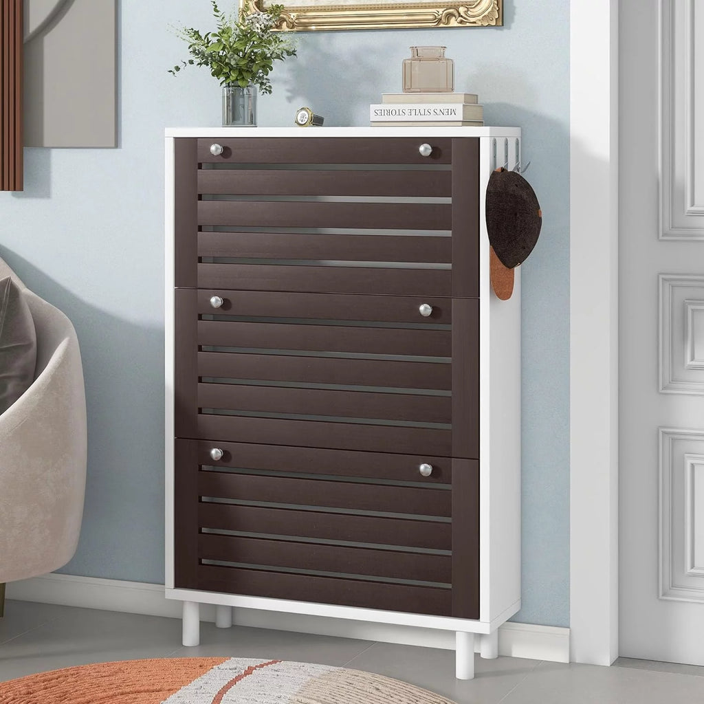 Slim Shoe Cabinet with 3 Flip Drawers V712236