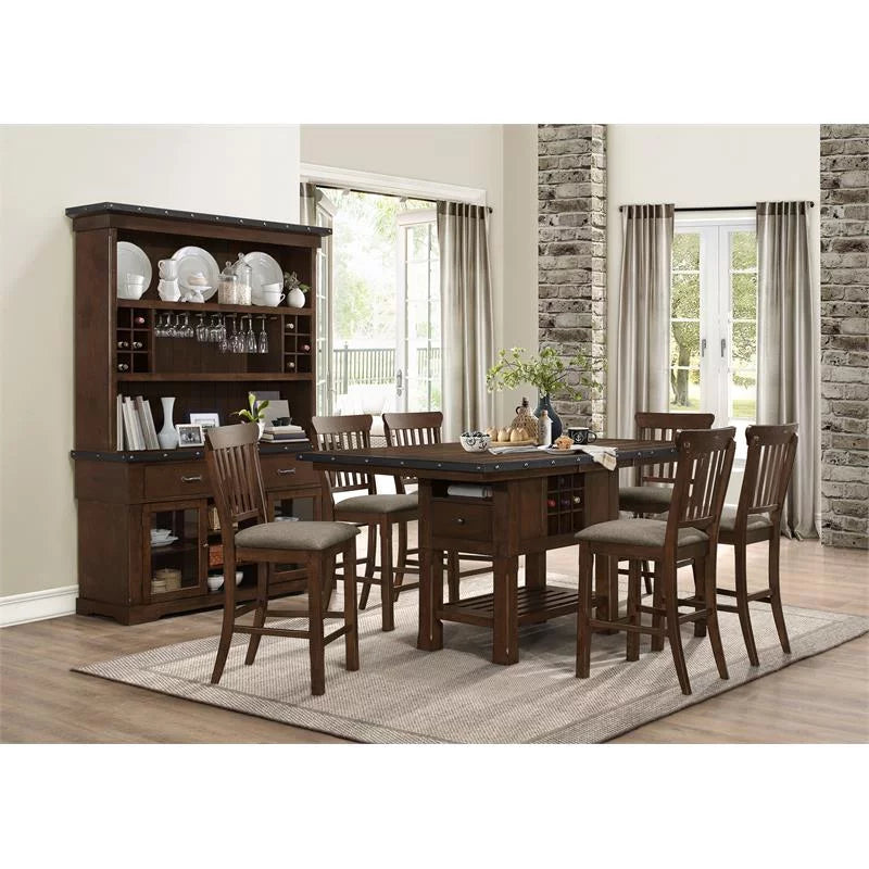 Wood Counter Height Dining Room Table in Dark Brown N885