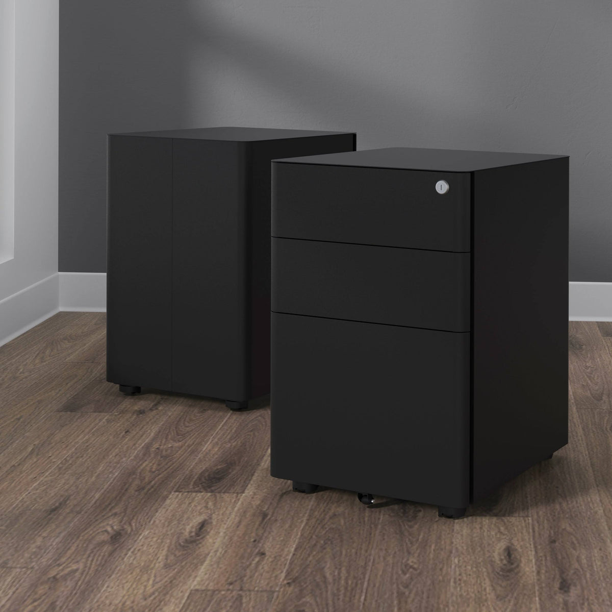 White Mobile Metal Pedestal Filing Cabinet G721359