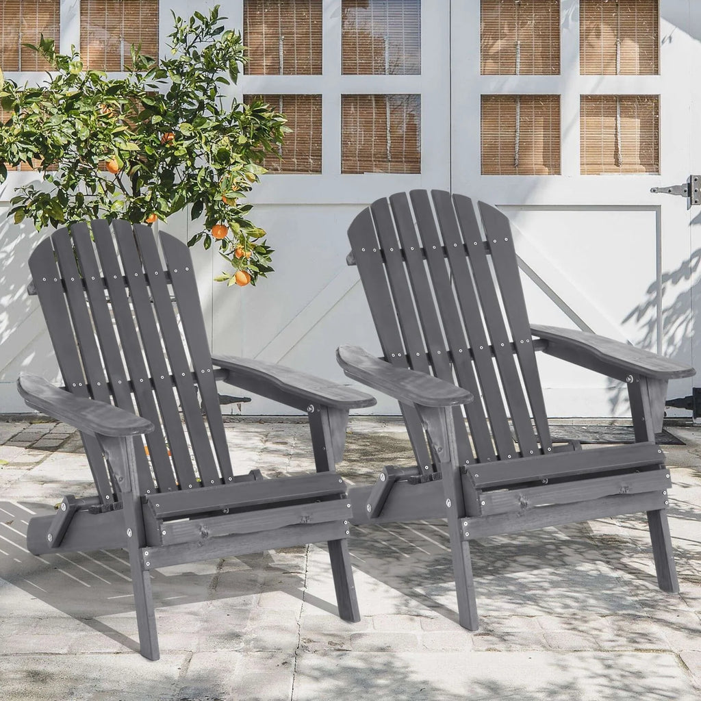 Folding Adirondack Chair Set of 2 Grey X533