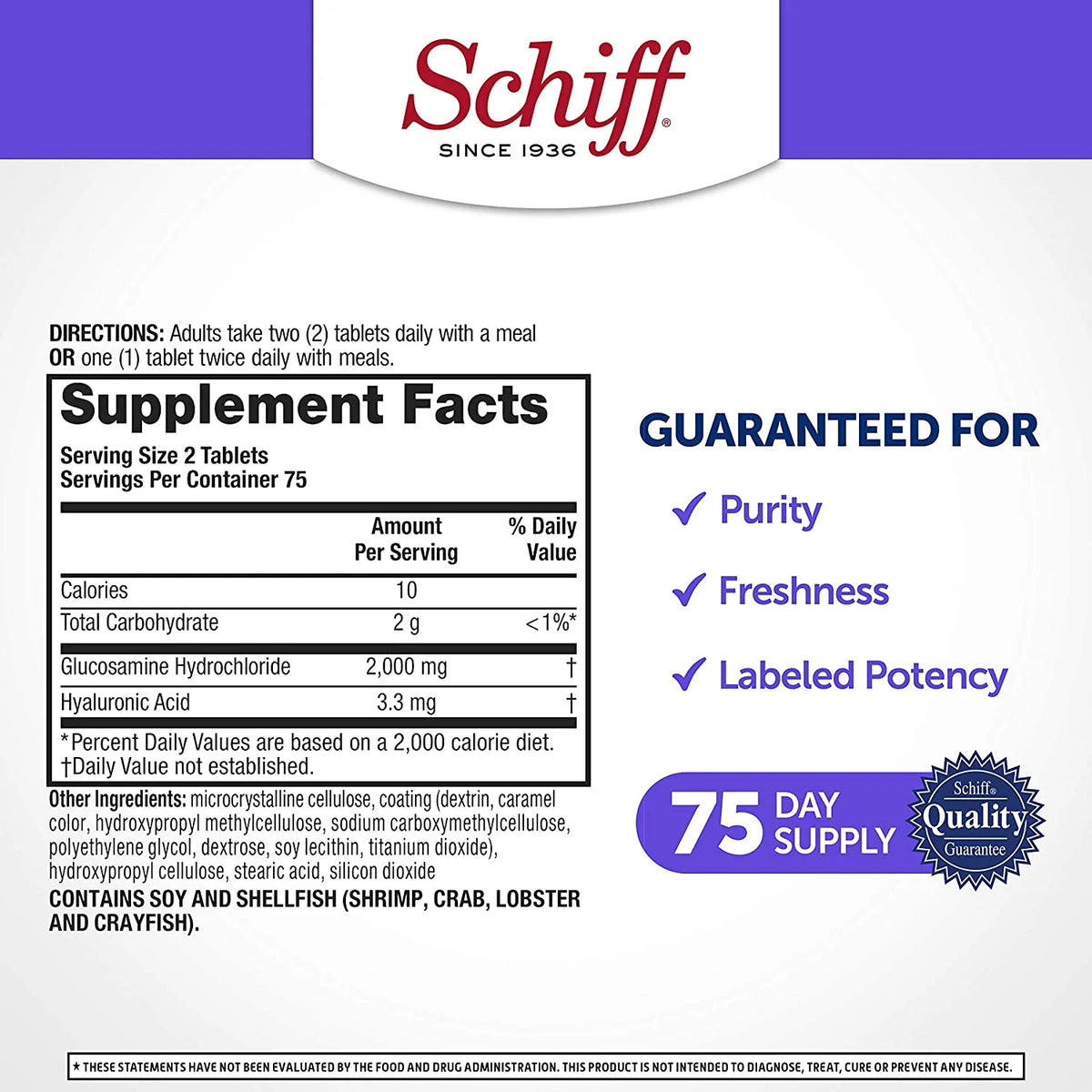 Glucosamine with Hyaluronic Acid 2000mg Joint Supplement 150 Count Pack of 2 A962688