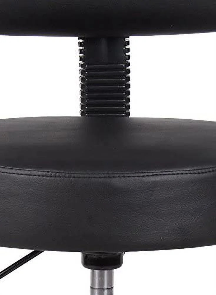 Black Vinyl Stool with Back Cushion X6208