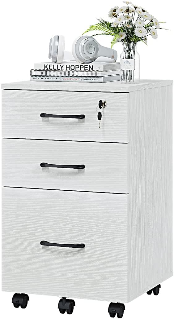 Black 3 Drawer Wood Mobile File Cabinet Z99311