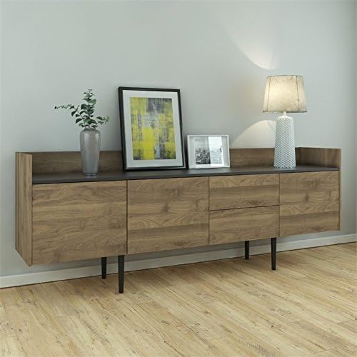 Walnut and Black 2 Drawer 3 Door Sideboard Cabinet K502508