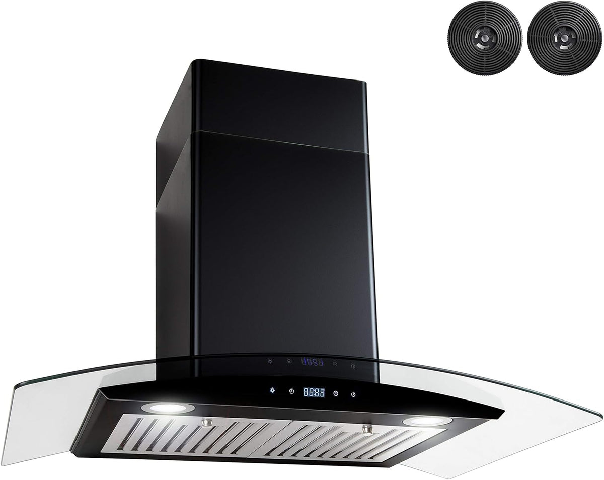 30 in Black Painted Stainless Steel Convertible Wall Mount Range Hood E74269