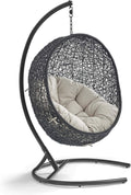 Navy Wicker Rattan Swing Chair with Stand Y5381
