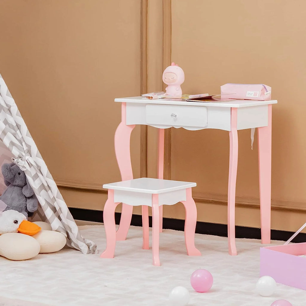 Kids Vanity Set with Mirror and Stool L515