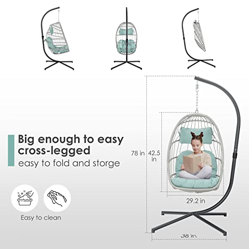 Hanging Egg Chair with Stand and Footrest H885