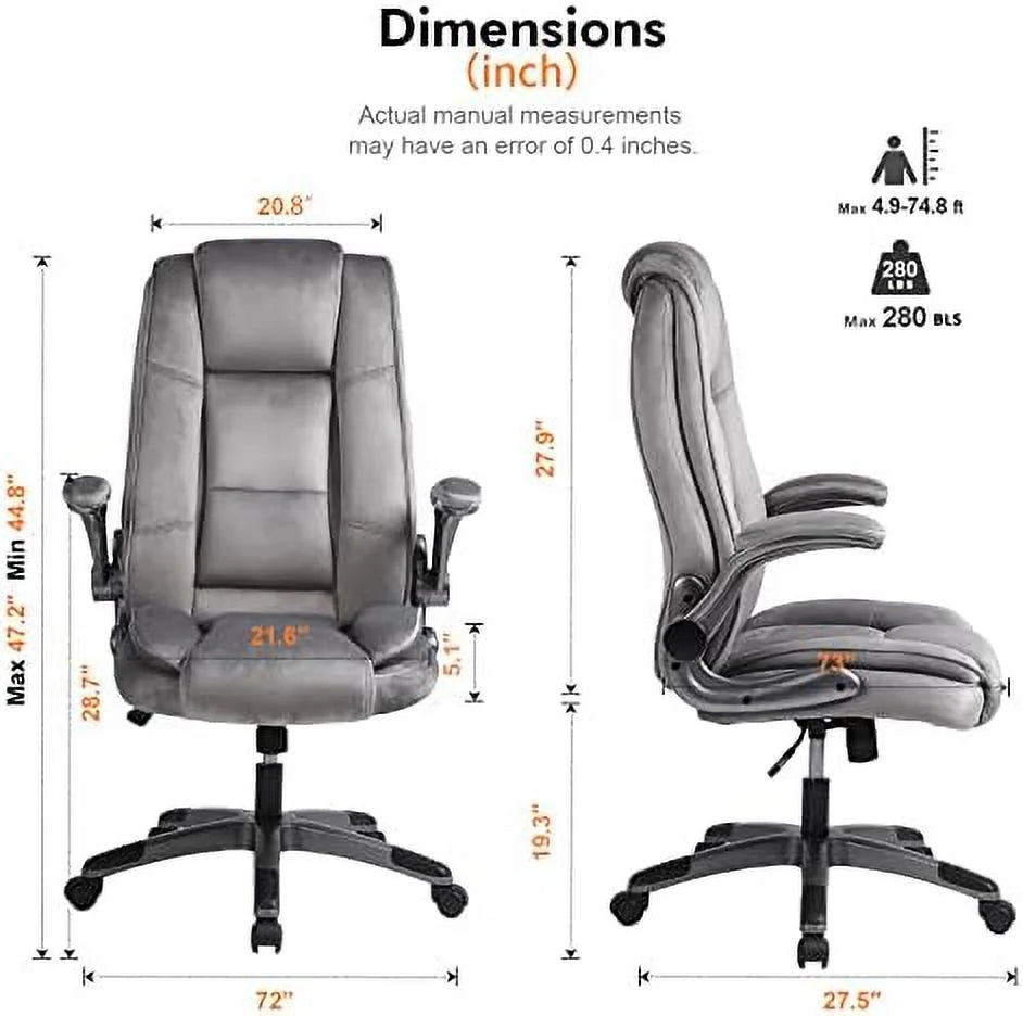 Leather Executive Office Desk Chair with Flip-up Arms R729