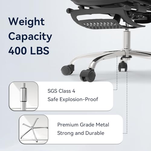 Black Ergonomic Mesh Office Chair with Footrest P9830