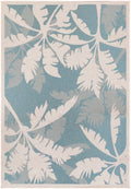 Ivory-Turquoise Blue Indoor Outdoor Area Rug 3'9" x 5'5" W558