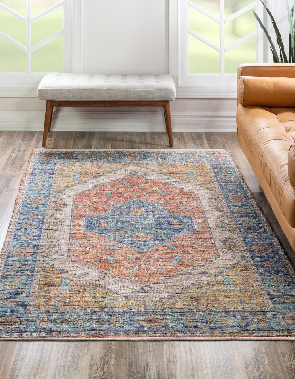 Orange Yellow Ivory 6' 1" x 9' Jute Rug V551367
