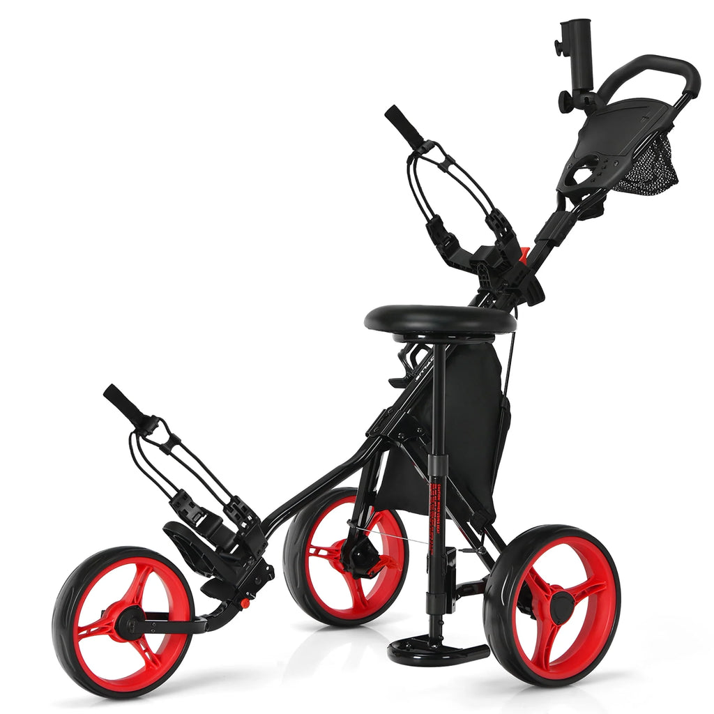 Folding 3 Wheels Golf Push Cart with Seat P897