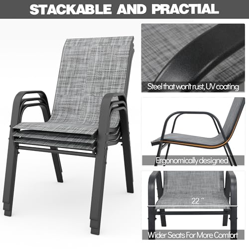 Set of 6 Stackable Textilene Metal Outdoor Chairs C62799
