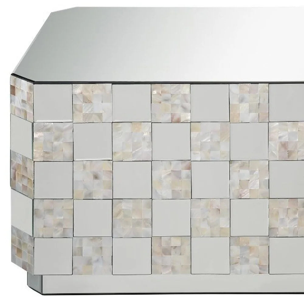 39" Silver Glass Mirrored Coffee Table F220