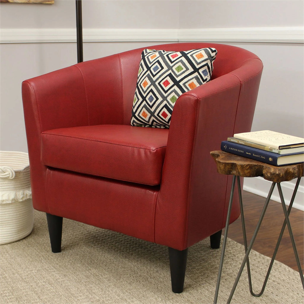 Red Faux Leather Club Chair W842