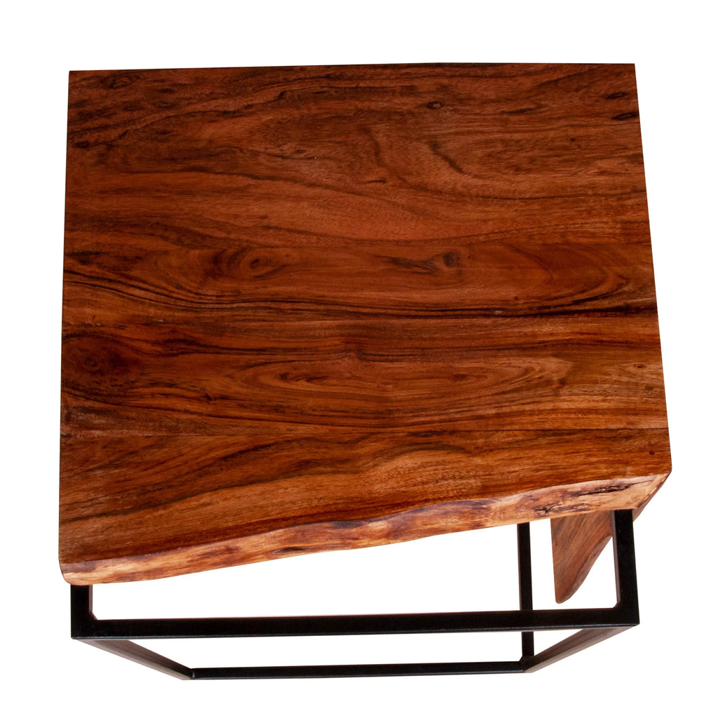 21 Inch Solid Acacia Wood Live Edge Side Table L899
