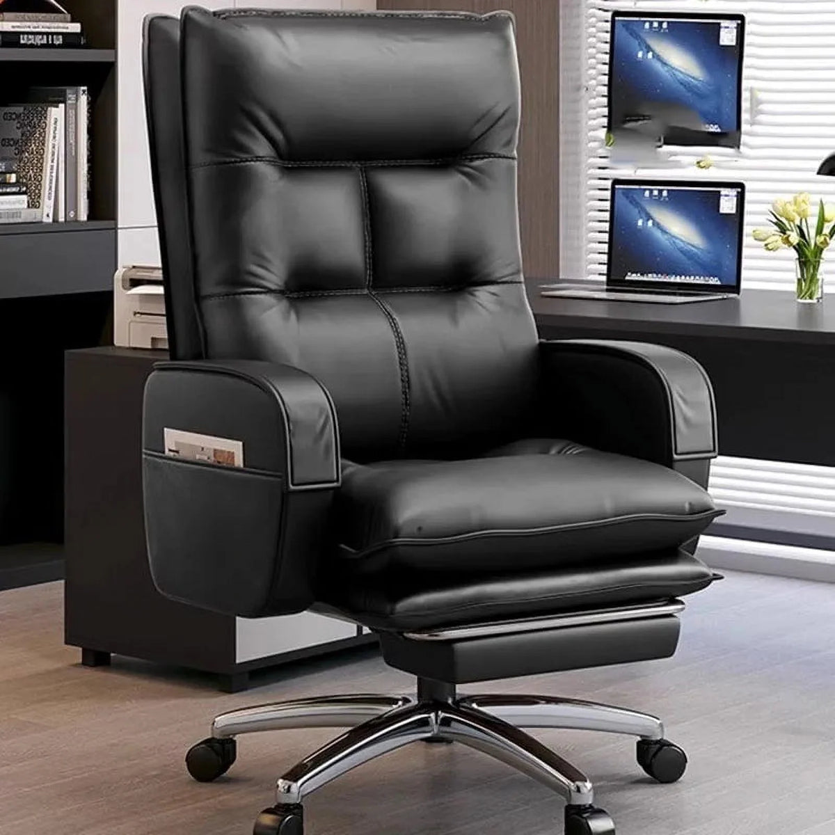 Genuine Leather Swivel Office Chairs J47827