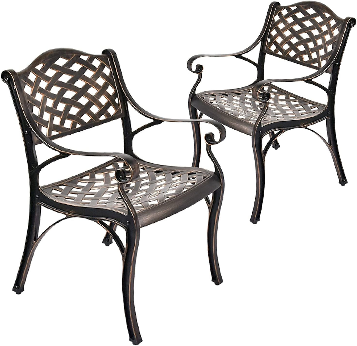 Cast Aluminum Outdoor Dining Chairs Set of 2 S733