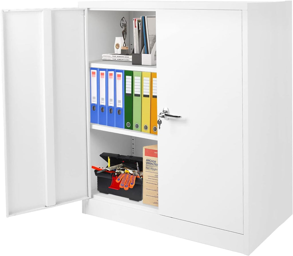 Locking Metal Cabinet with 2 Doors, 4 Adjustable Shelves, 72” Tall Steel Storage Cabinet Z2934