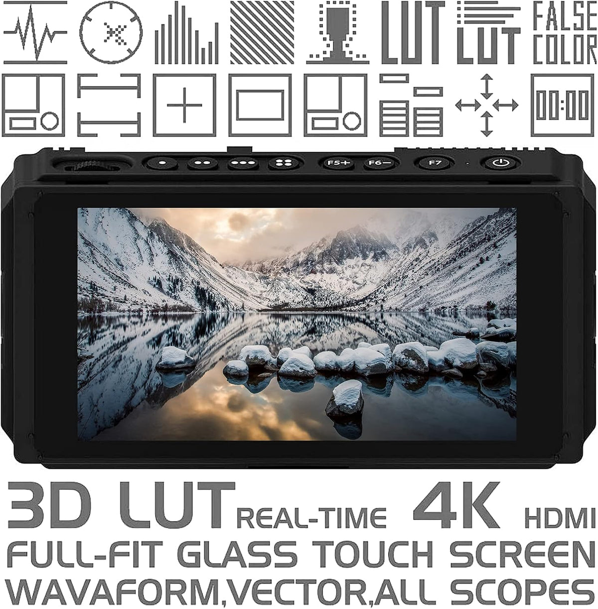 5 Inch IPS DSLR Camera Field Monitor 2000nit Touch Screen 4K HDMI Q756