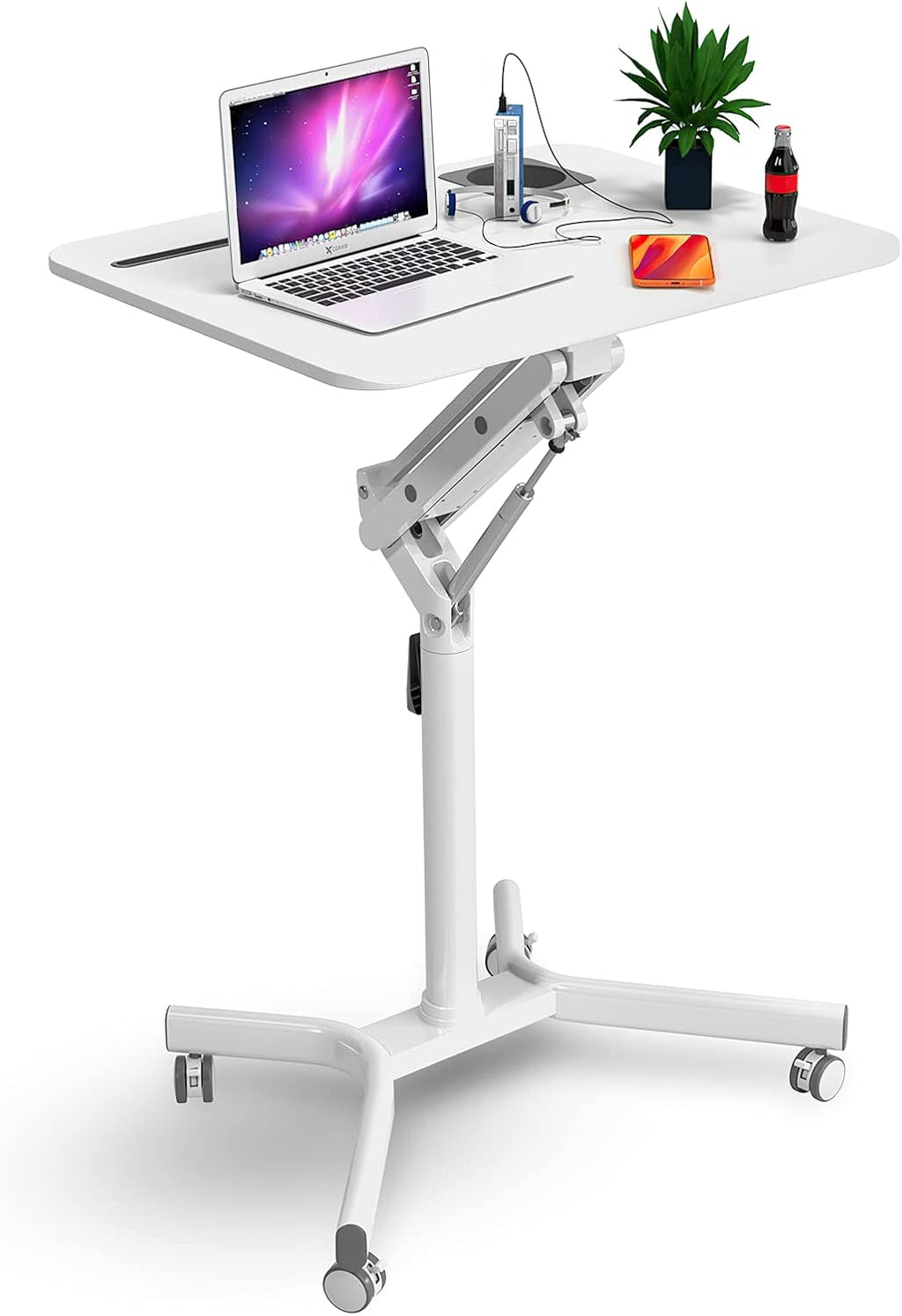 Pneumatic Height Adjustable Mobile Laptop Standing Desk D111