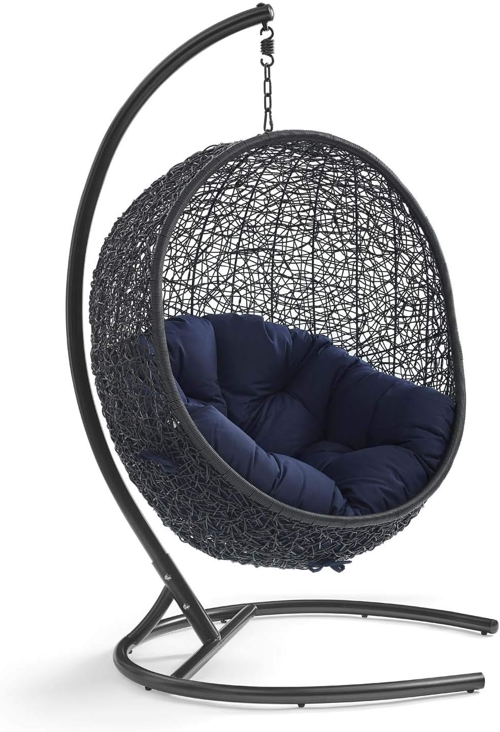 Navy Wicker Rattan Swing Chair with Stand Y5381