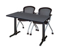 48 x 24 in. Grey Training Table & 2 Black Nesting Chairs J904