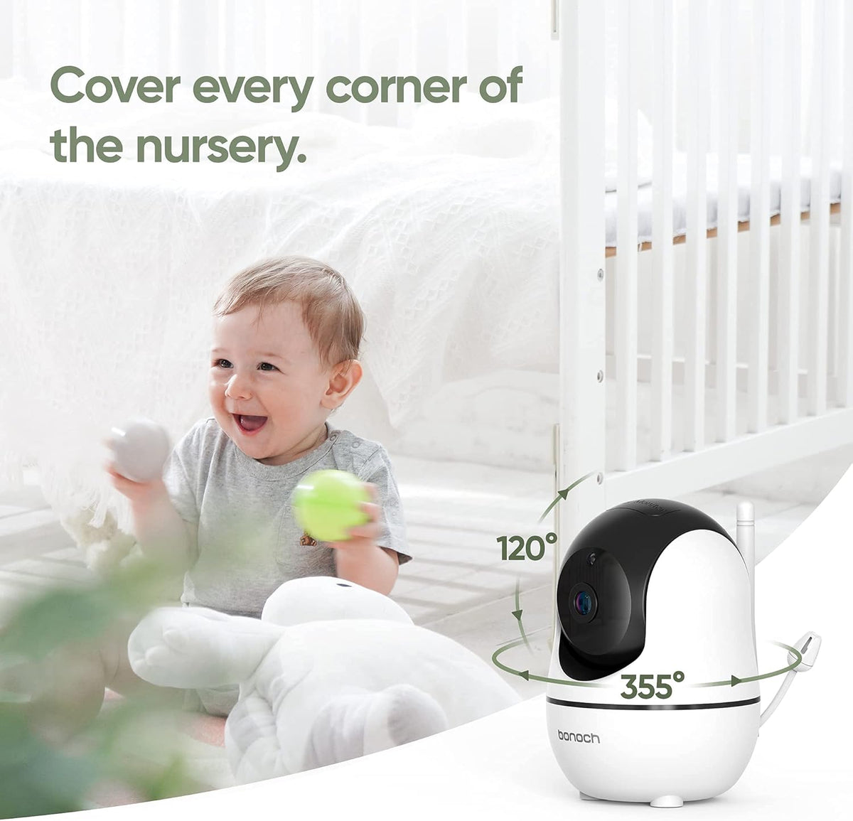 Video Baby Monitor with Camera and Audio, 720P HD Display, Night Vision, 2-Way Audio X36284