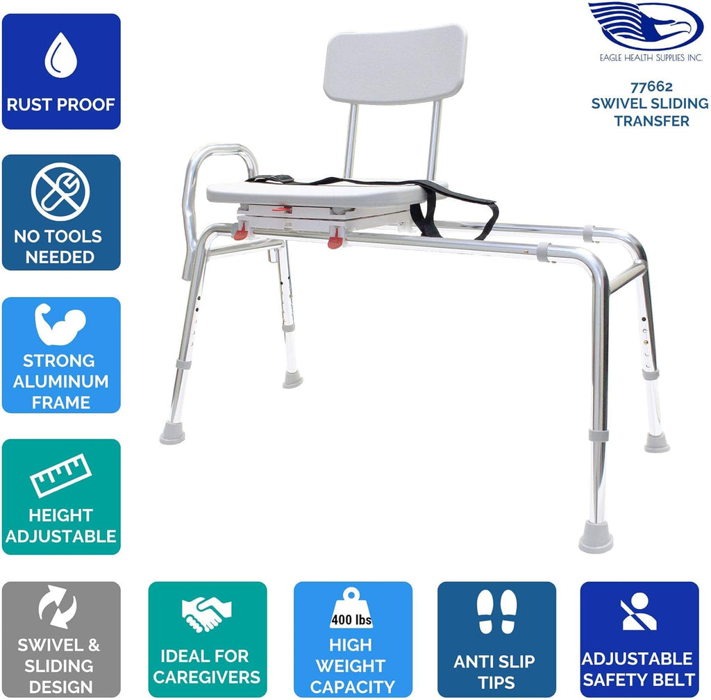 Swiveling and Sliding Bathtub Transfer Bench and Shower Chair D7998