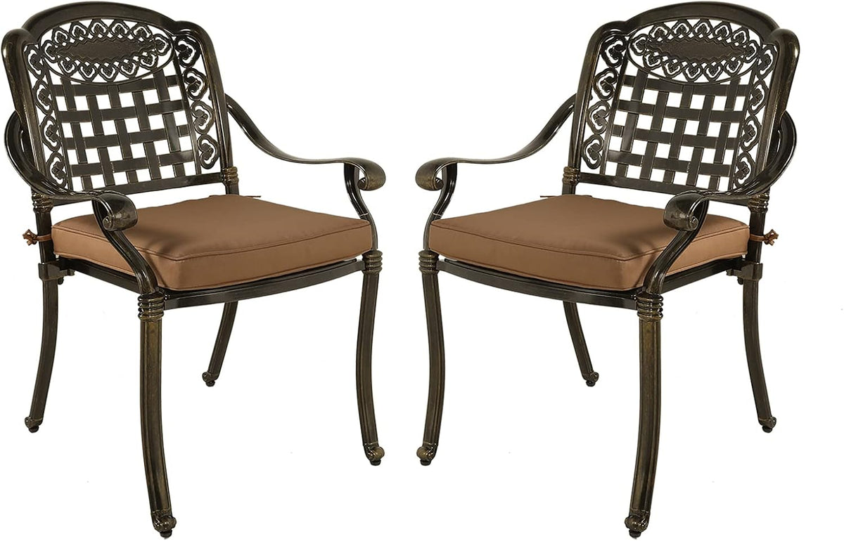 Cast Aluminum Outdoor Dining Chairs Set of 2 S387572