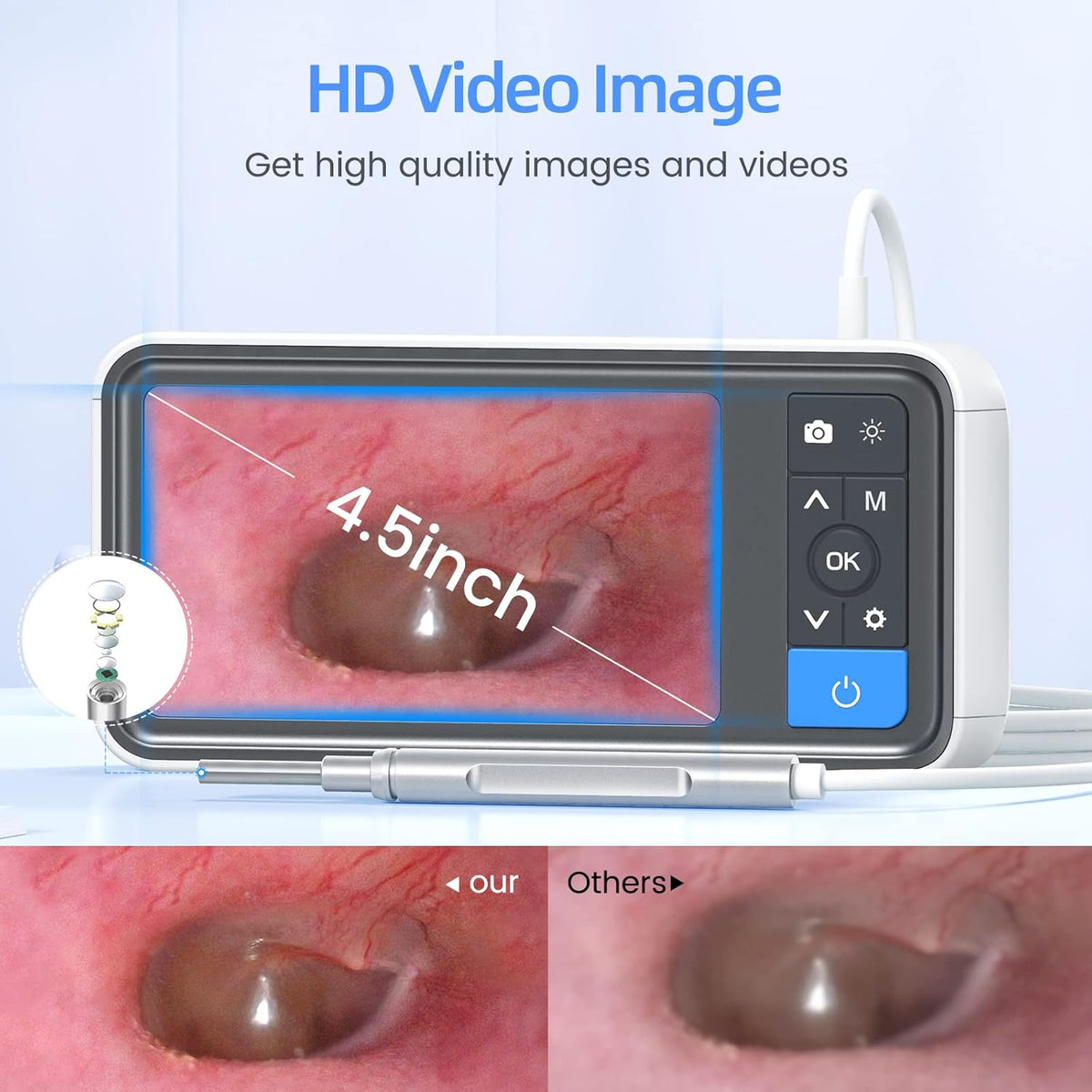 1080P HD Otoscope Ear Camera and Wax Remover with IPS Screen T21840