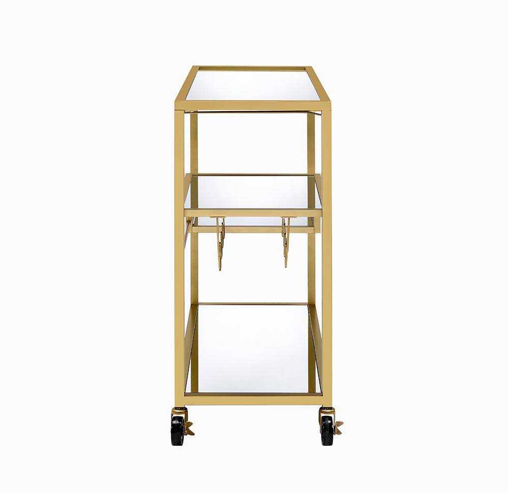 Gold and Clear Glass Serving Cart V74205