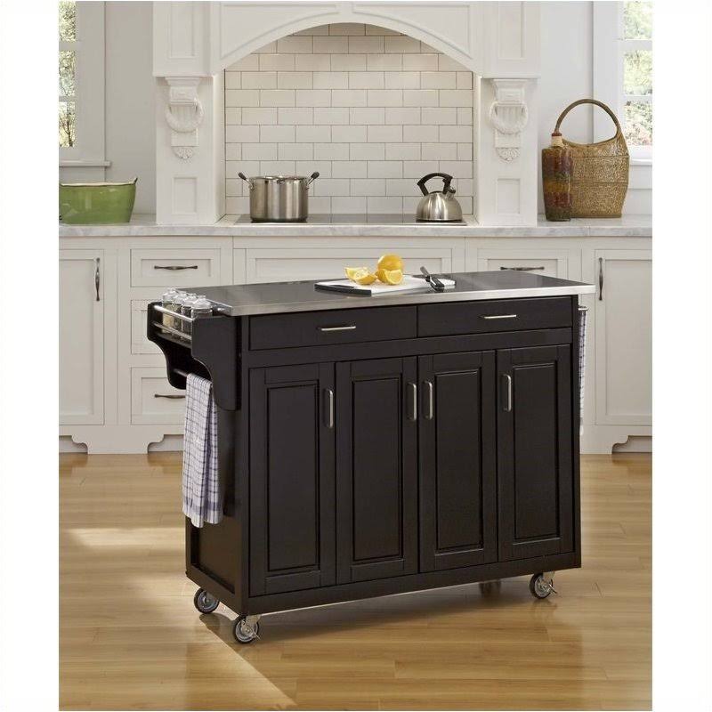 Black Stainless Steel Top Kitchen Cart L771