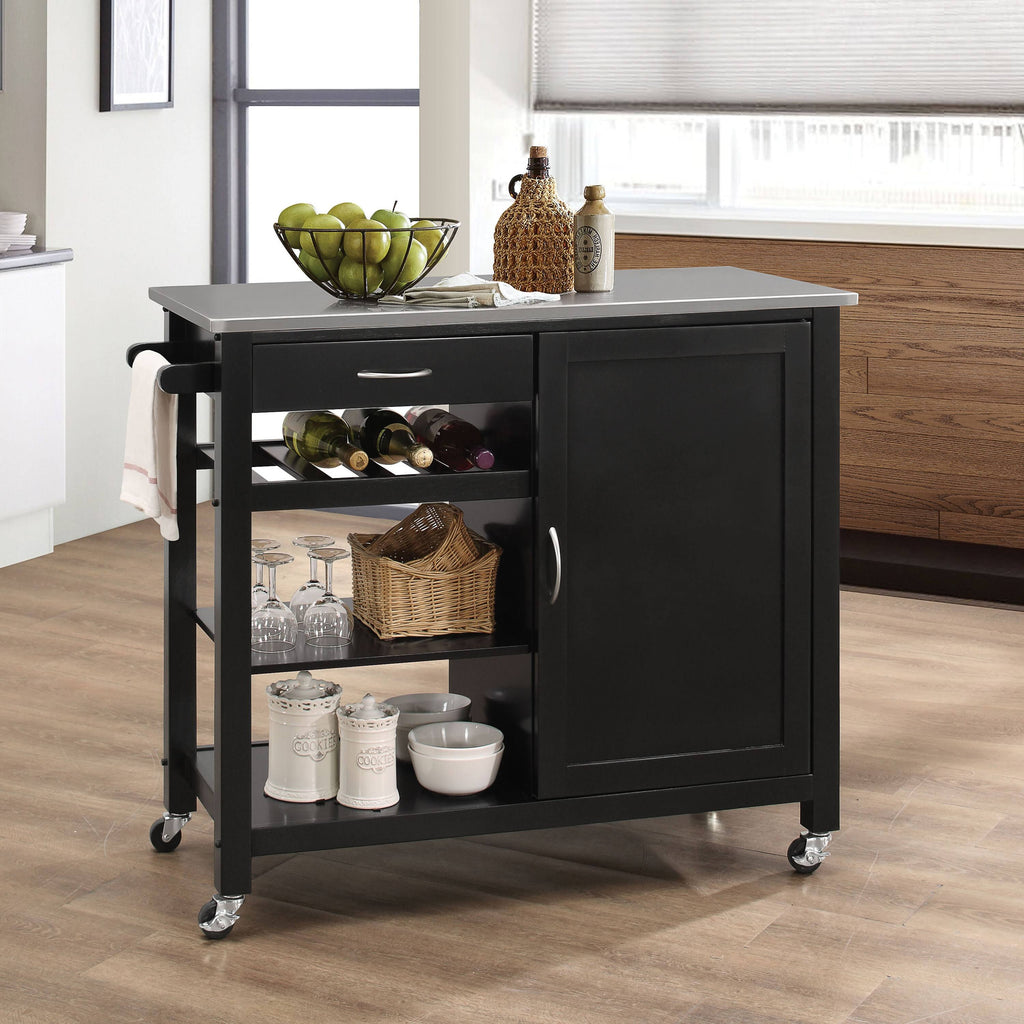 White Black MDF Kitchen Cart L91492