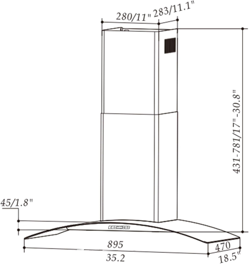 30 in Black Painted Stainless Steel Convertible Wall Mount Range Hood E74269