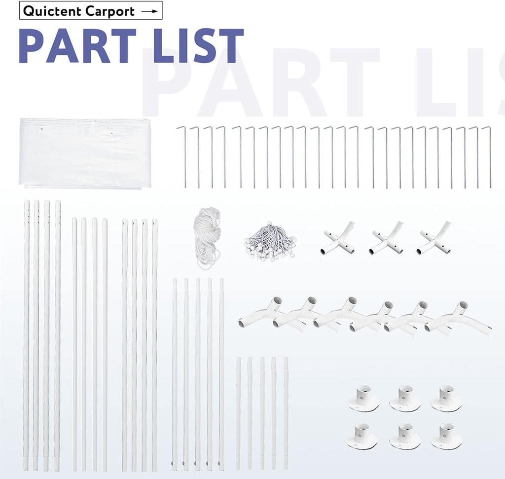 10'x20' Heavy Duty White Carport G9364