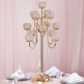 39.5 Gold Crystal Beaded 13 Arm Candelabra Candle Holder R374