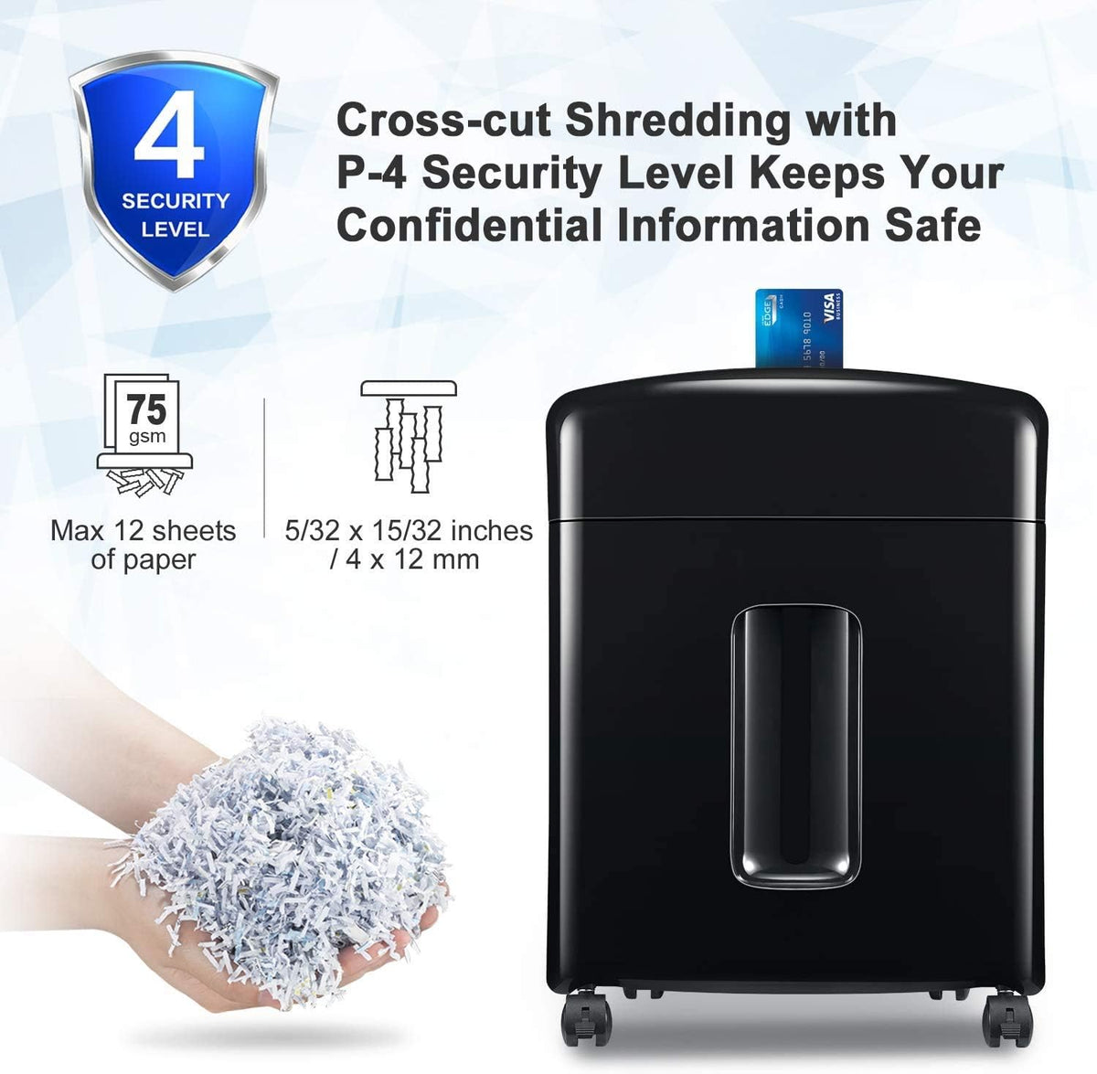 12-Sheet Micro Cut Paper Shredder with Pullout Basket M479