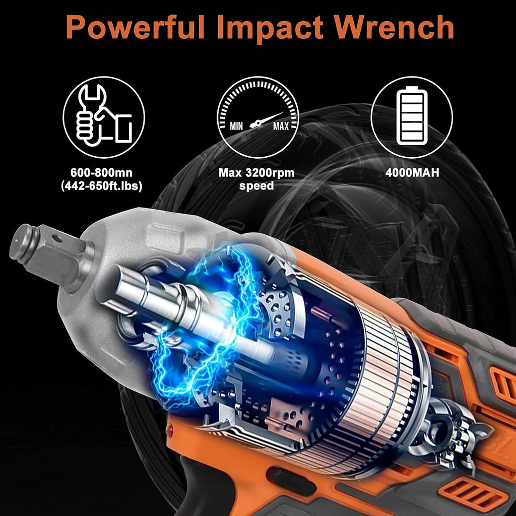 21V Cordless Impact Wrench Kit 4.0Ah Li-ion Battery M924