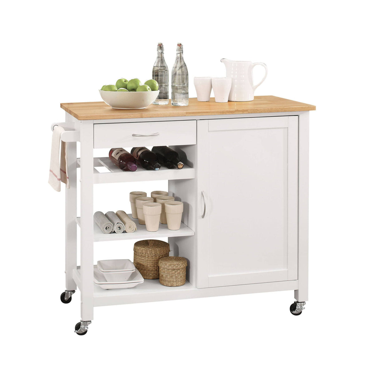 White Black MDF Kitchen Cart L91492