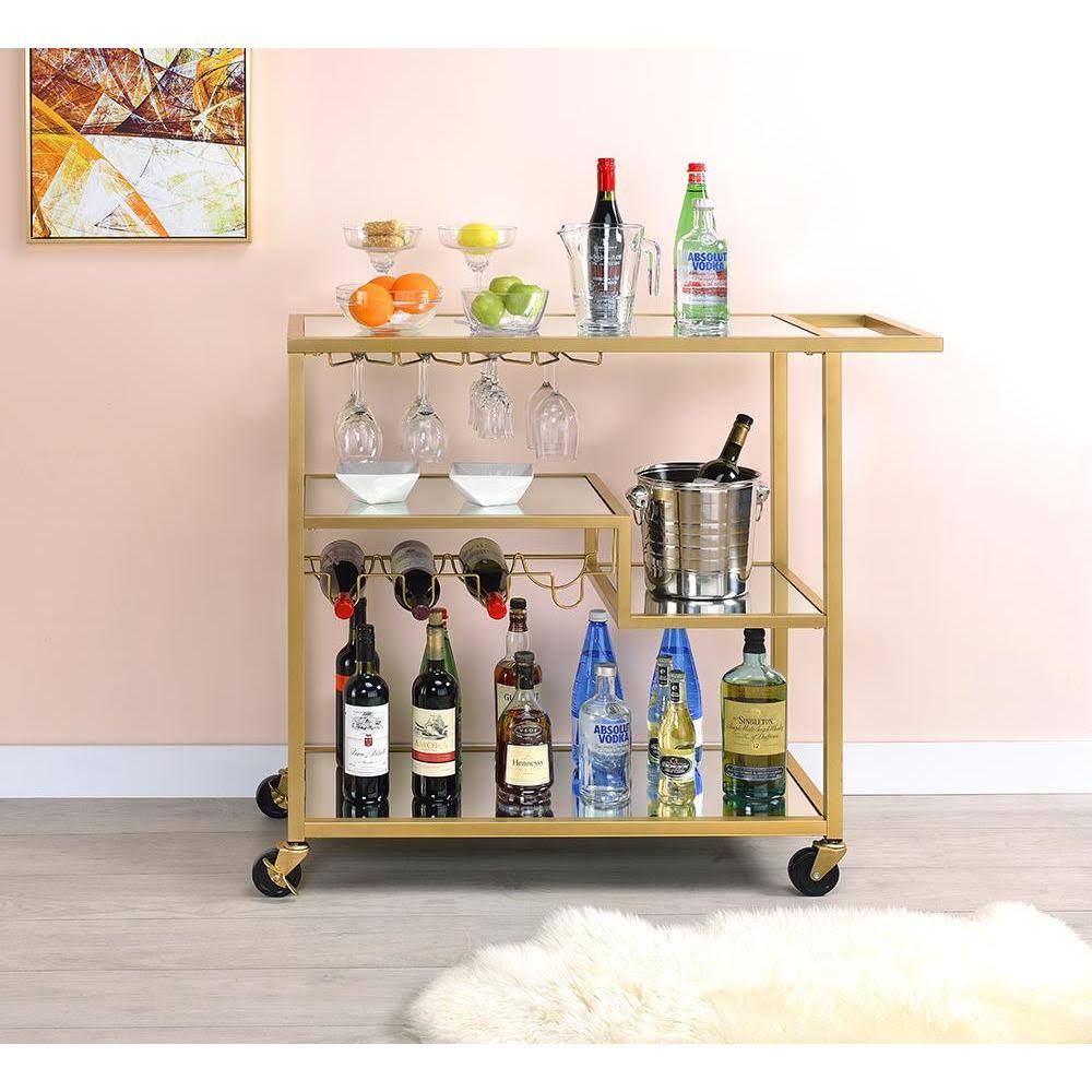 Gold and Clear Glass Serving Cart V74205