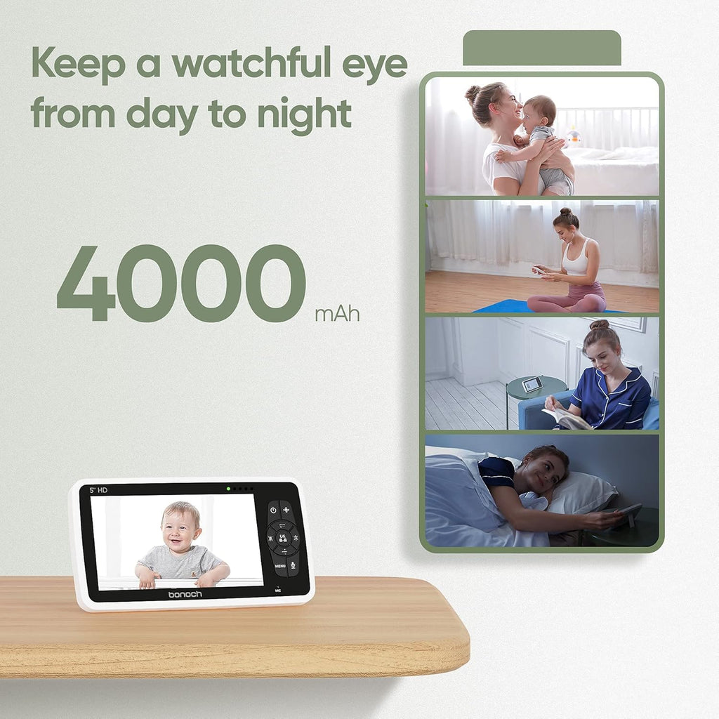 Video Baby Monitor with Camera and Audio, 720P HD Display, Night Vision, 2-Way Audio X36284